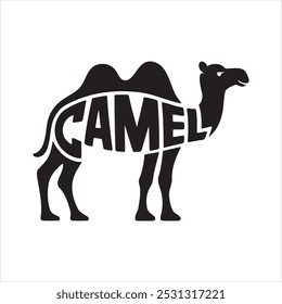Design de logotipo exclusivo Camel usando tipografia de espaço negativo