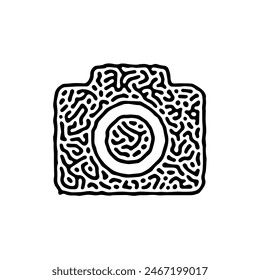 Unique Camera Icon Symbol in Abstract Style Pattern Monochrome Black and White