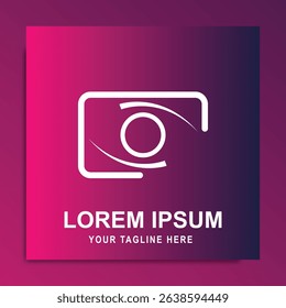 Unique Camera Logo Design Vector Illustration Symbol with simple shape gradient color background suitable for business, digital, technology, fashion, company brand logo.