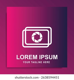 Unique Camera Logo Design Vector Illustration Symbol with simple shape gradient color background suitable for business, digital, technology, fashion, company brand logo.