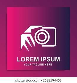 Unique Camera Logo Design Vector Illustration Symbol with simple shape gradient color background suitable for business, digital, technology, fashion, company brand logo.
