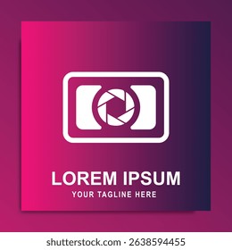 Unique Camera Logo Design Vector Illustration Symbol with simple shape gradient color background suitable for business, digital, technology, fashion, company brand logo.