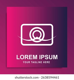 Unique Camera Logo Design Vector Illustration Symbol with simple shape gradient color background suitable for business, digital, technology, fashion, company brand logo.