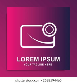 Unique Camera Logo Design Vector Illustration Symbol with simple shape gradient color background suitable for business, digital, technology, fashion, company brand logo.