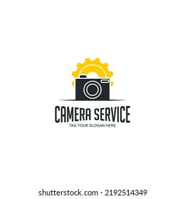 unique camera service logo design vector