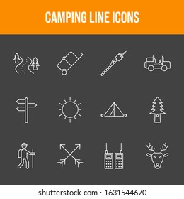 Unique Camping Line Icons Set