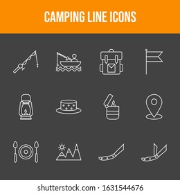 Unique Camping Line Icons Set