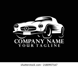 einzigartige Automobil-Silhouette auf schwarzem Hintergrund