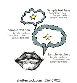 Unique card , poster, banner, logo for emotion expression. Art of comics. Hand drawn doodles. Vector illustration