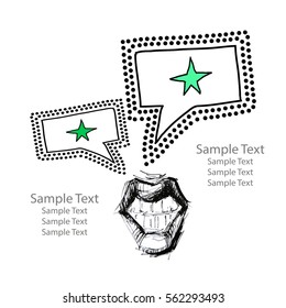 Unique card , poster, banner, logo for emotion expression. Art of comics. Hand drawn doodles. Vector illustration.