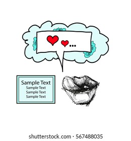 Unique card , poster, banner, logo for emotion expression. Art of comics. Hand drawn doodles. Vector illustration.
