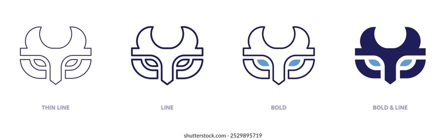 Unique carnival mask icon in 4 different styles. Thin Line, Line, Bold, and Bold Line. Duotone style. Editable stroke.