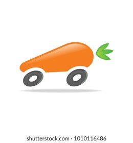 Unique Carrot Car Vector Logo isolated on White Background. Available in Editable EPS Vector Format.