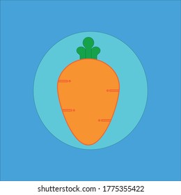
Vector de zanahoria único de color verde anaranjado y fondo azul del cielo