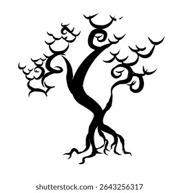 unique cartoon style halloween tree illustration design