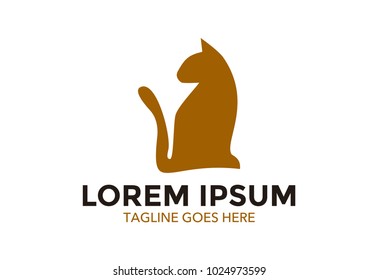 unique cat logo. simple and elegant. negative space. editable