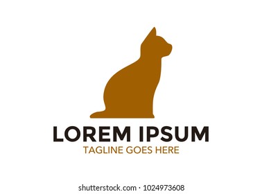 unique cat logo. simple and elegant. negative space. editable