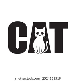 Unique Cat Logo Vector Template with Negative Space Elements