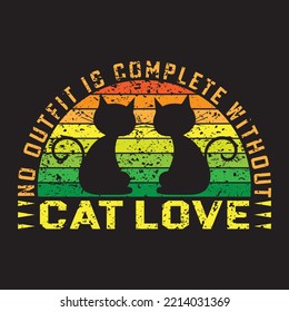 Unique cat love T-shirt design vector