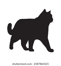 Unique Cat Silhouette - Elegant Cat Illustration for Printing
