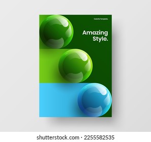 Unique catalog cover A4 design vector illustration. Amazing realistic balls corporate brochure template.