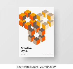Diseño vectorial de diseño A4 de portada de catálogo único. Plantilla de panfleto de mosaicos creativos hexagonales.