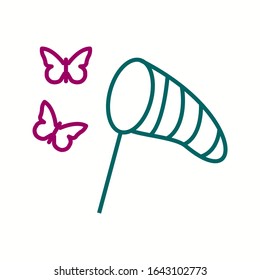 Unique Catching Butterflies Line Vector Icon