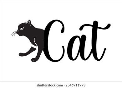 Unique cat-themed typography illustrations featuring playful cat designs integrated with the word "cat." Perfect for pet-related projects, logos, and designs.