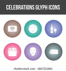 Unique Celebration Glyph Vector Icon Set