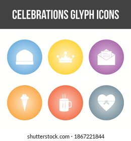 Unique Celebration Glyph Vector Icon Set