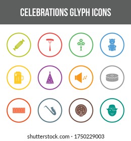 Unique celebration vector glyph icon set