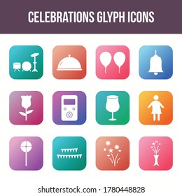 Unique celebration vector glyph icon set