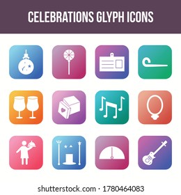 Conjunto de iconos de glifos vectoriales de celebración única