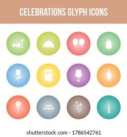 Unique celebration vector glyph icon set