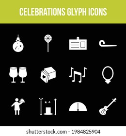 Conjunto de iconos de glifos vectoriales de celebración única