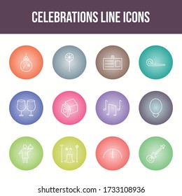 Unique celebration vector line icon set