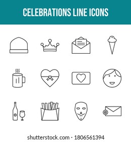 Unique celebration vector line icon set