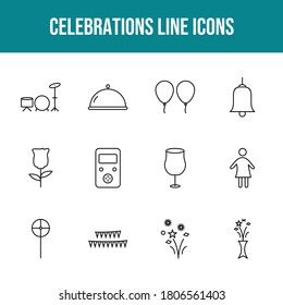 Conjunto de iconos de línea vectorial de celebración única