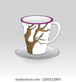 Unique ceramic cup with tree design. Perfect for coffee, tea or your favorite beverage.