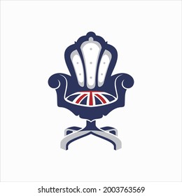 unique chair vector logo with england flag combination