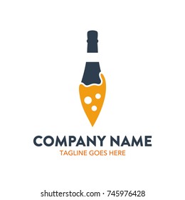 unique champagne logo. editable. vector