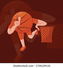Unique character basketball vector, good for illustration of a ball that does not enter the basketball hoop.