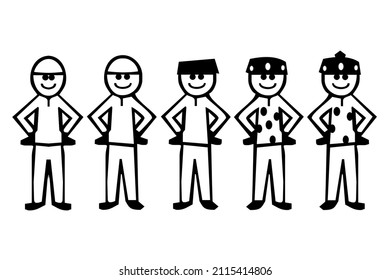 el carácter único de un grupo de niños. imagen de ilustración simple
