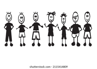 the unique character of a group of children. simple illustration image