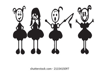 the unique character of a group of children. simple illustration image