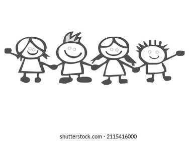 the unique character of a group of children. simple illustration image