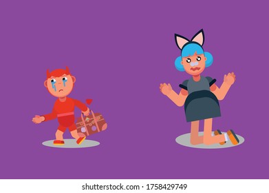 Unique characters with simple colors and easily editable layers. - This character illustration can use as a sticker also.