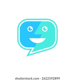 Unique Chat Icon with Abstract Smiling Face in a Speech Bubble