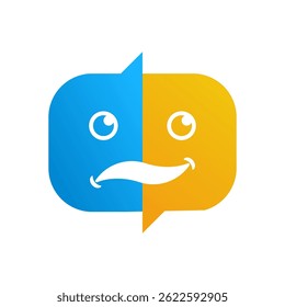 Unique Chat Icon with Abstract Smiling Face in a Speech Bubble