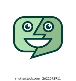 Unique Chat Icon with Abstract Smiling Face in a Speech Bubble